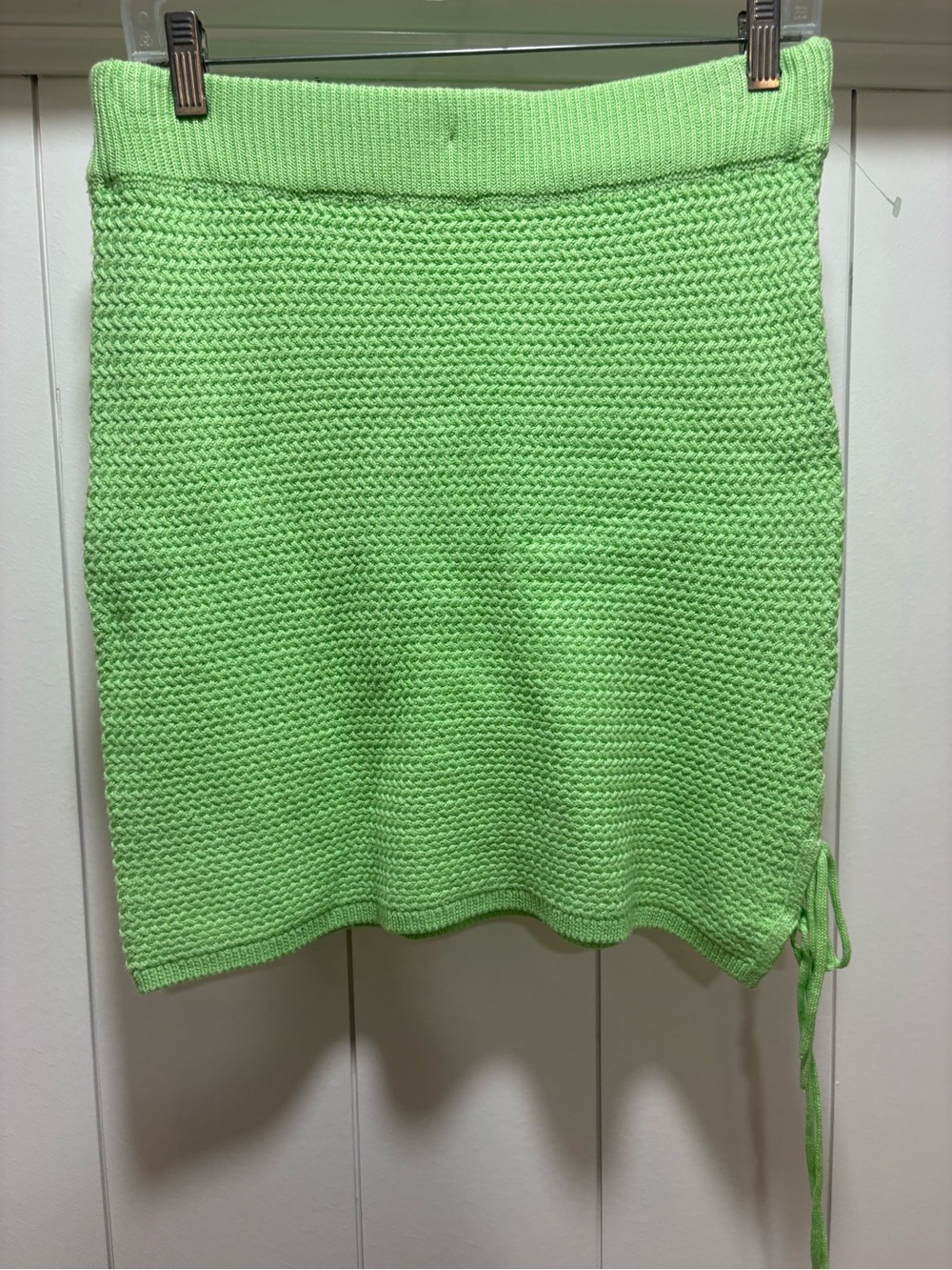 Free People Beach Large Preppy Nautical Ribbed Knit Pullon Skirt Green Cotton